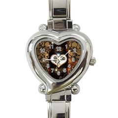 Steampunk, Awesome Heart With Clocks And Gears Heart Italian Charm Watch by FantasyWorld7