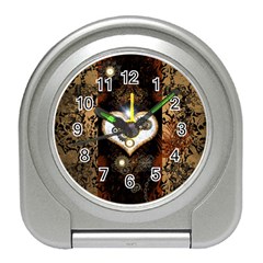 Steampunk, Awesome Heart With Clocks And Gears Travel Alarm Clocks by FantasyWorld7