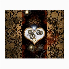 Steampunk, Awesome Heart With Clocks And Gears Small Glasses Cloth