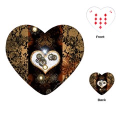 Steampunk, Awesome Heart With Clocks And Gears Playing Cards (heart)  by FantasyWorld7