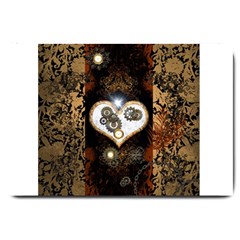 Steampunk, Awesome Heart With Clocks And Gears Large Doormat 