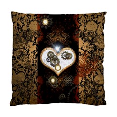 Steampunk, Awesome Heart With Clocks And Gears Standard Cushion Case (one Side) 