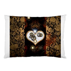 Steampunk, Awesome Heart With Clocks And Gears Pillow Cases by FantasyWorld7