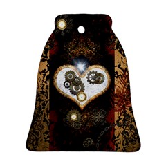 Steampunk, Awesome Heart With Clocks And Gears Ornament (bell) 