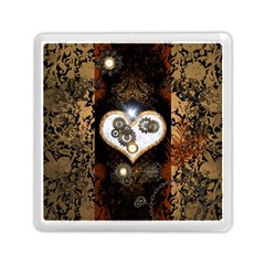 Steampunk, Awesome Heart With Clocks And Gears Memory Card Reader (square) 