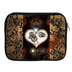 Steampunk, Awesome Heart With Clocks And Gears Apple Ipad 2/3/4 Zipper Cases by FantasyWorld7