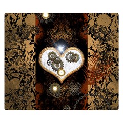 Steampunk, Awesome Heart With Clocks And Gears Double Sided Flano Blanket (small)  by FantasyWorld7