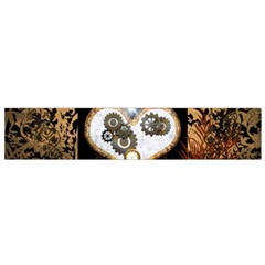 Steampunk, Awesome Heart With Clocks And Gears Flano Scarf (small)  by FantasyWorld7