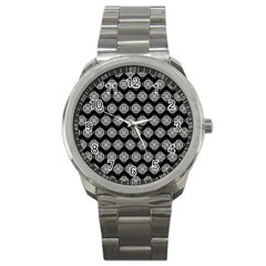 Abstract Knot Geometric Tile Pattern Sport Metal Watches by GardenOfOphir