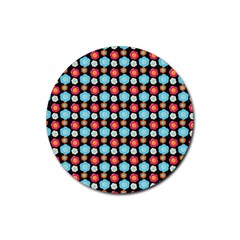 Colorful Floral Pattern Rubber Coaster (round)  by GardenOfOphir