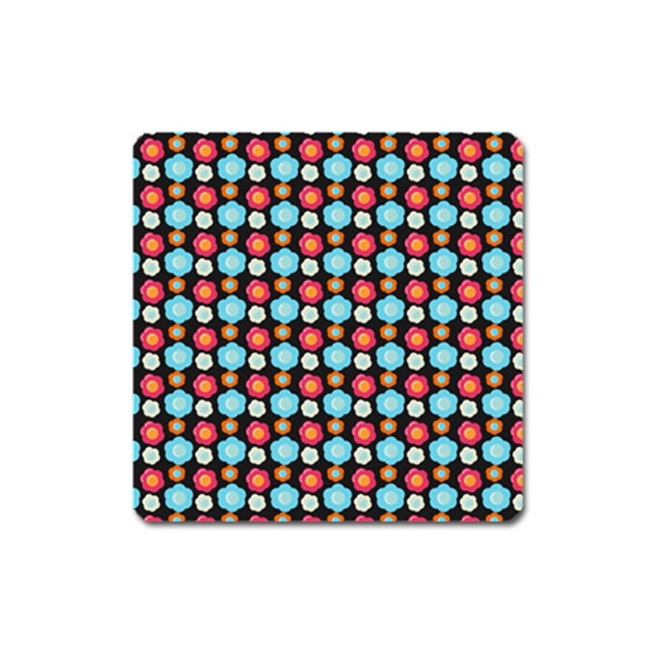 Colorful Floral Pattern Square Magnet