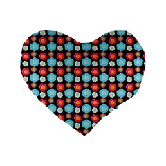 Colorful Floral Pattern Standard 16  Premium Heart Shape Cushions