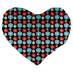 Colorful Floral Pattern Large 19  Premium Heart Shape Cushions