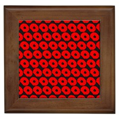 Charcoal And Red Peony Flower Pattern Framed Tiles