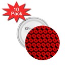 Charcoal And Red Peony Flower Pattern 1.75  Buttons (10 pack) Front