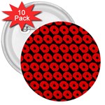 Charcoal And Red Peony Flower Pattern 3  Buttons (10 pack)  Front