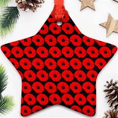 Charcoal And Red Peony Flower Pattern Star Ornament (two Sides) 