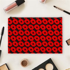 Charcoal And Red Peony Flower Pattern Cosmetic Bag (large)  by GardenOfOphir