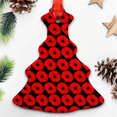 Charcoal And Red Peony Flower Pattern Christmas Tree Ornament (2 Sides)