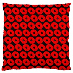 Charcoal And Red Peony Flower Pattern Large Cushion Cases (two Sides) 