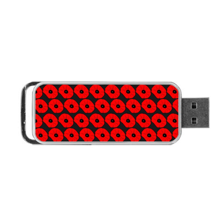 Charcoal And Red Peony Flower Pattern Portable USB Flash (One Side)