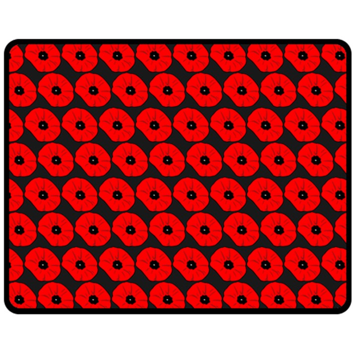 Charcoal And Red Peony Flower Pattern Double Sided Fleece Blanket (Medium) 