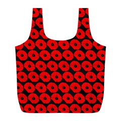 Charcoal And Red Peony Flower Pattern Full Print Recycle Bags (l)  by GardenOfOphir