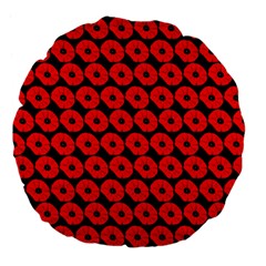 Charcoal And Red Peony Flower Pattern Large 18  Premium Flano Round Cushions by GardenOfOphir