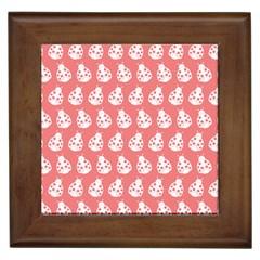 Coral And White Lady Bug Pattern Framed Tiles