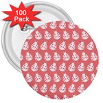 Coral And White Lady Bug Pattern 3  Buttons (100 pack)  Front