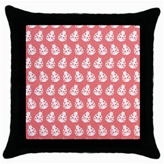 Coral And White Lady Bug Pattern Throw Pillow Cases (black) by GardenOfOphir