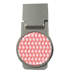 Coral And White Lady Bug Pattern Money Clips (round) 