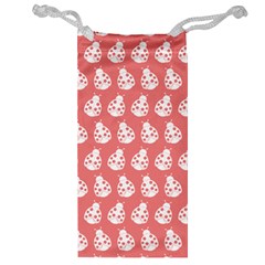 Coral And White Lady Bug Pattern Jewelry Bags