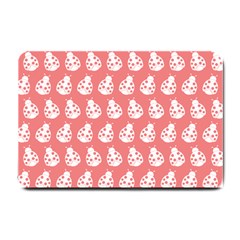 Coral And White Lady Bug Pattern Small Doormat  by GardenOfOphir