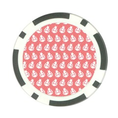 Coral And White Lady Bug Pattern Poker Chip Card Guards