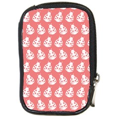 Coral And White Lady Bug Pattern Compact Camera Cases by GardenOfOphir