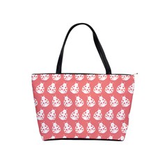 Coral And White Lady Bug Pattern Shoulder Handbags