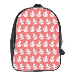 Coral And White Lady Bug Pattern School Bags(large)  by GardenOfOphir