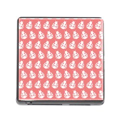 Coral And White Lady Bug Pattern Memory Card Reader (square) by GardenOfOphir