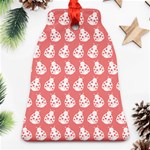 Coral And White Lady Bug Pattern Bell Ornament (2 Sides) Back