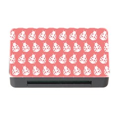 Coral And White Lady Bug Pattern Memory Card Reader With Cf