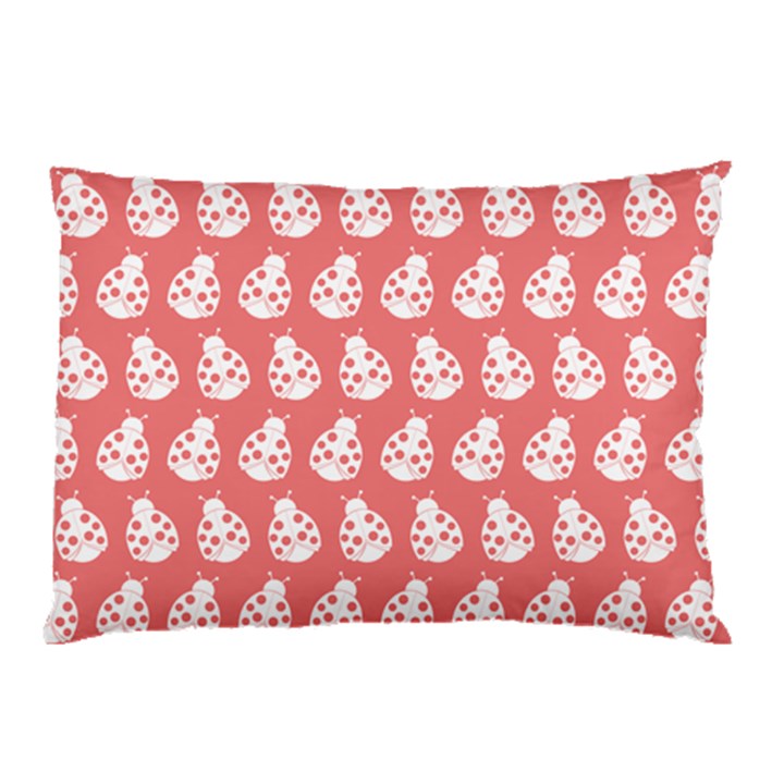 Coral And White Lady Bug Pattern Pillow Cases (Two Sides)