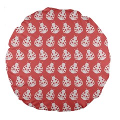 Coral And White Lady Bug Pattern Large 18  Premium Round Cushions by GardenOfOphir