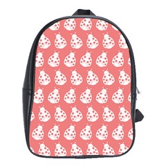 Coral And White Lady Bug Pattern School Bags (xl)  by GardenOfOphir