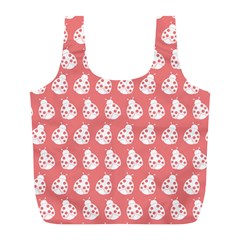 Coral And White Lady Bug Pattern Full Print Recycle Bags (l)  by GardenOfOphir