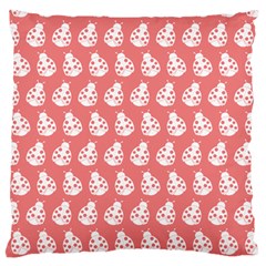 Coral And White Lady Bug Pattern Large Flano Cushion Cases (one Side)  by GardenOfOphir