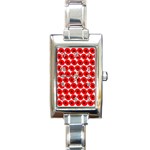 Red Peony Flower Pattern Rectangle Italian Charm Watches Front