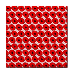 Red Peony Flower Pattern Tile Coasters