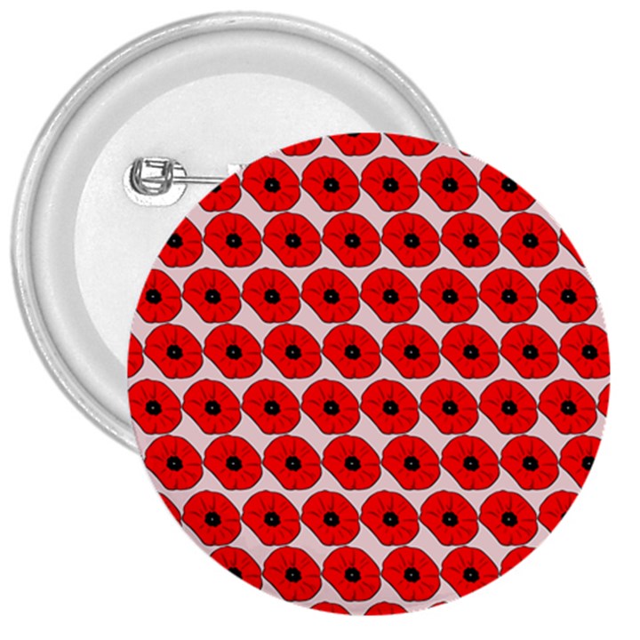 Red Peony Flower Pattern 3  Buttons