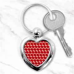 Red Peony Flower Pattern Key Chains (heart) 